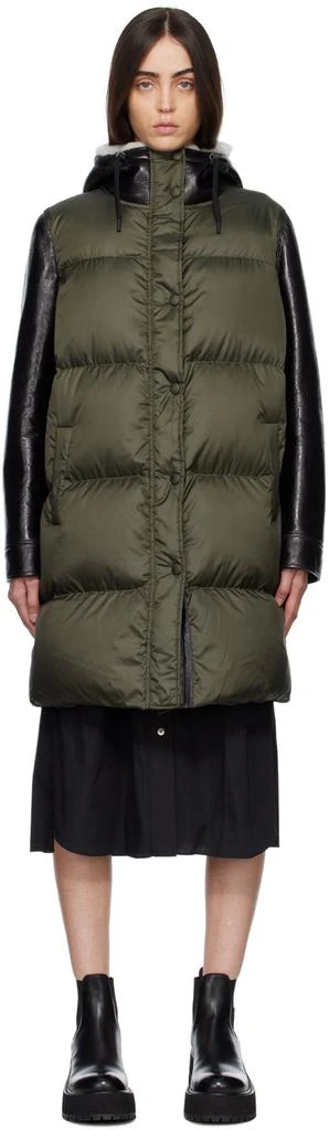 Yves Salomon Khaki Quilted Down Jacket 1