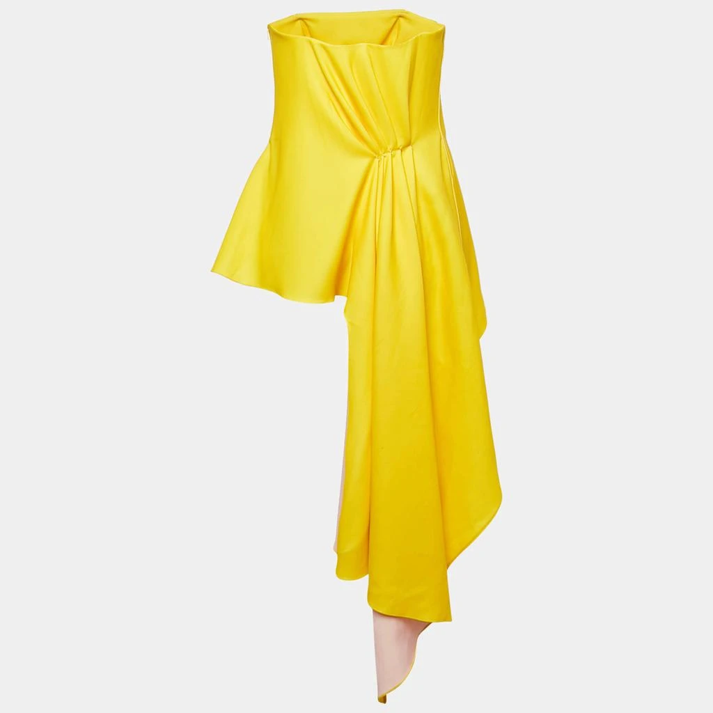 Dior Dior Yellow Crepe Strapless Asymmetric Corset Top M 2