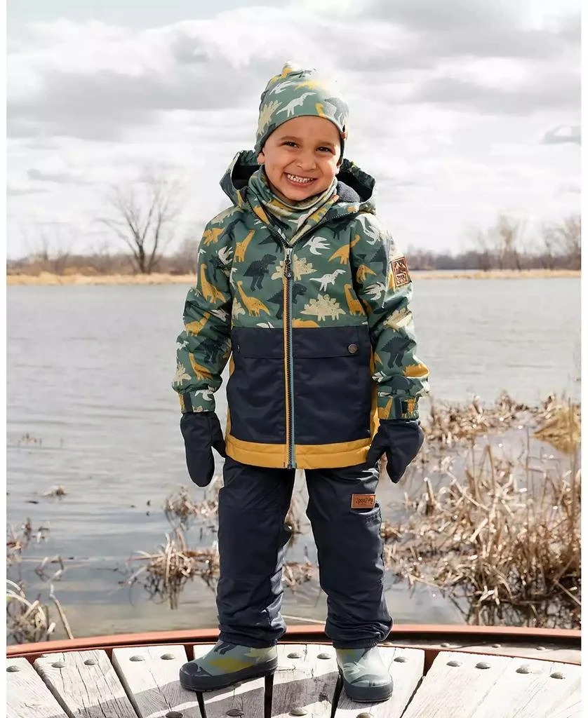 Deux par Deux Baby Boys Stretch Jersey Neck Tube Green Dinosaur Print 2