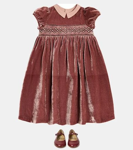 Bonpoint Blossom embroidered velvet dress 2