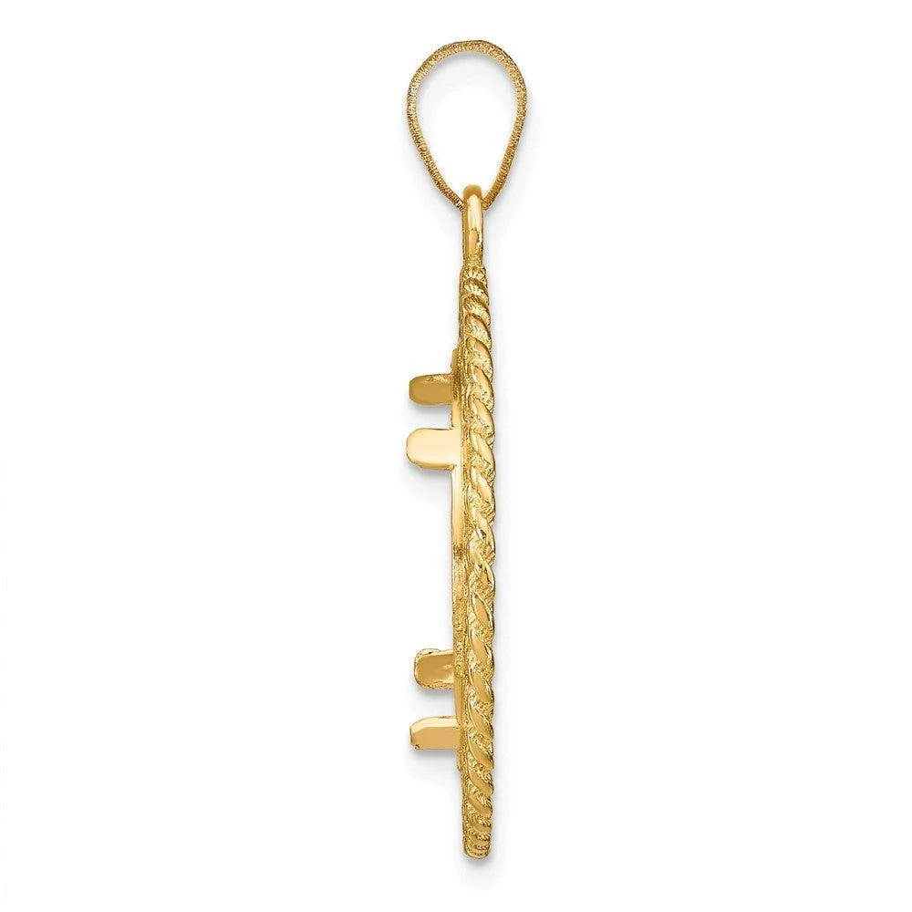 Diamond2Deal 14k Yellow Gold and Diamond-cut Heart and Rope 16.5mm Prong Coin Bezel Pendant 2