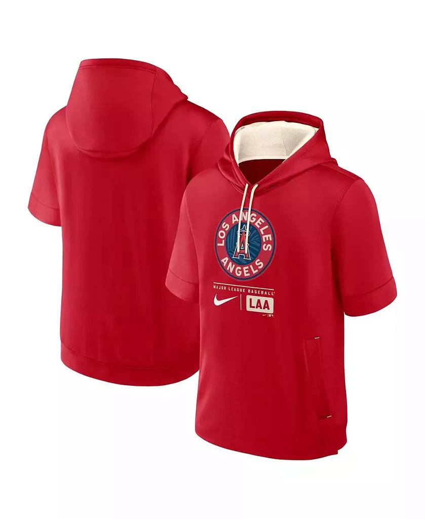 NIKE Men's Red Los Angeles Angels City Connect Color Block Short Sleeve Pullover Hoodie 1
