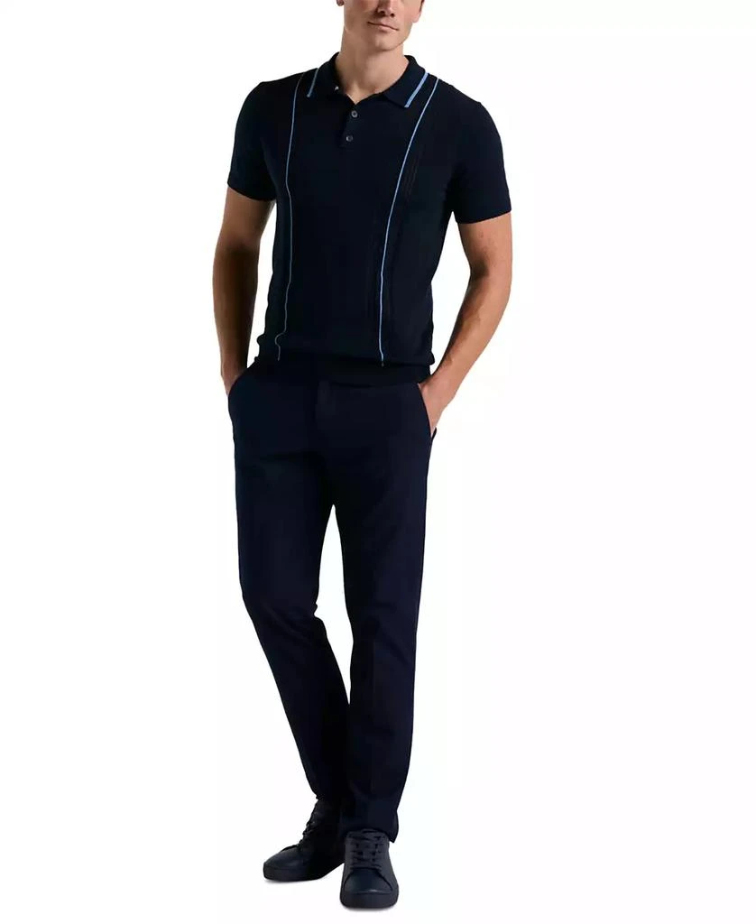 Perry Ellis Men's Short Sleeve Cotton Mesh Vertical Stripe Polo Shirt 4