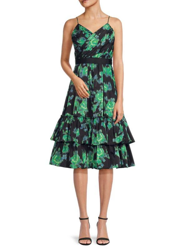 Zac Posen Ikat Taffeta Midi Cocktail Dress 1