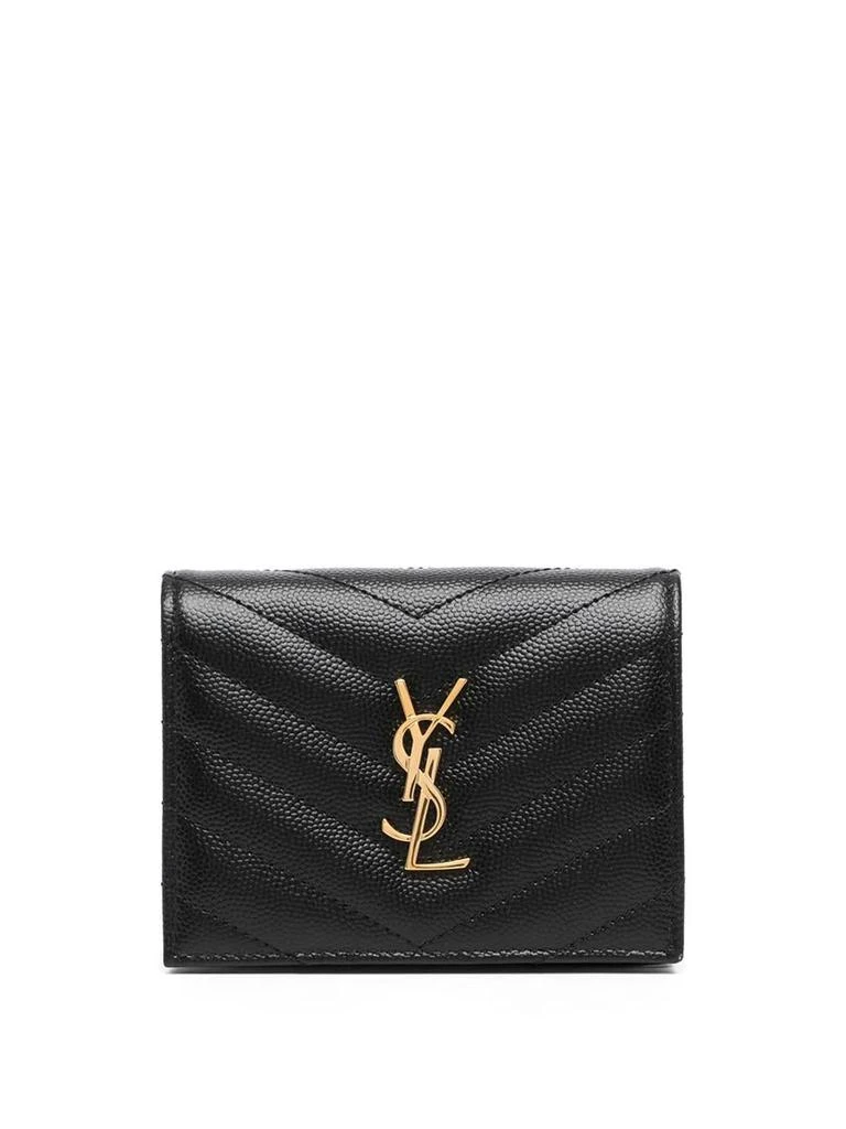 Yves Saint Laurent Saint Laurent Pebbled Logo Plaque Cardholder 1