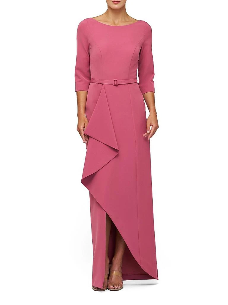 Kay Unger Women's Julia Cascade Ruffle Crepe Column Gown - Rose Wine - Size 8