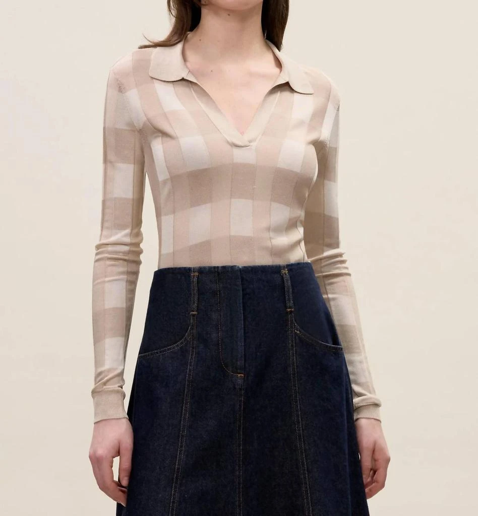 Rebecca Taylor Sheer Gingham Sweater In Sand