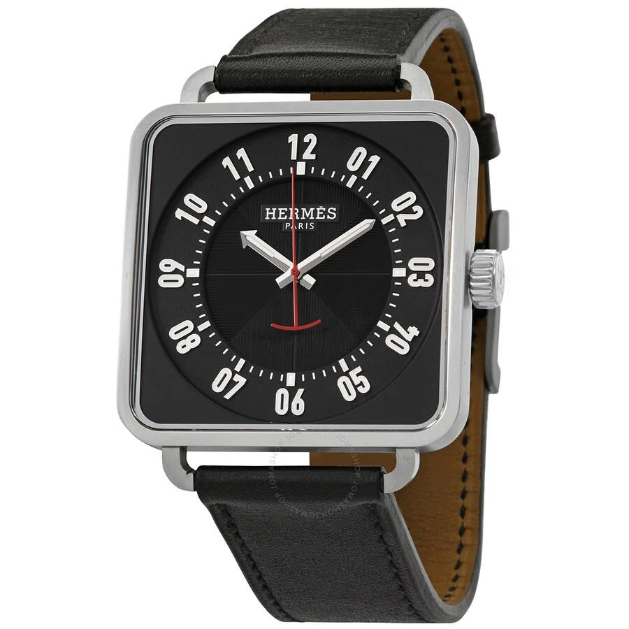 Hermes Hermes Carre H Automatic Black Guilloche Dial Men's Watch 045777WW00 1