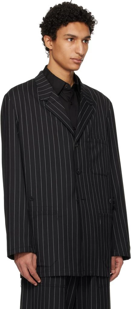 Y-3 Black Pinstripe Refined Wool Chore Blazer 2