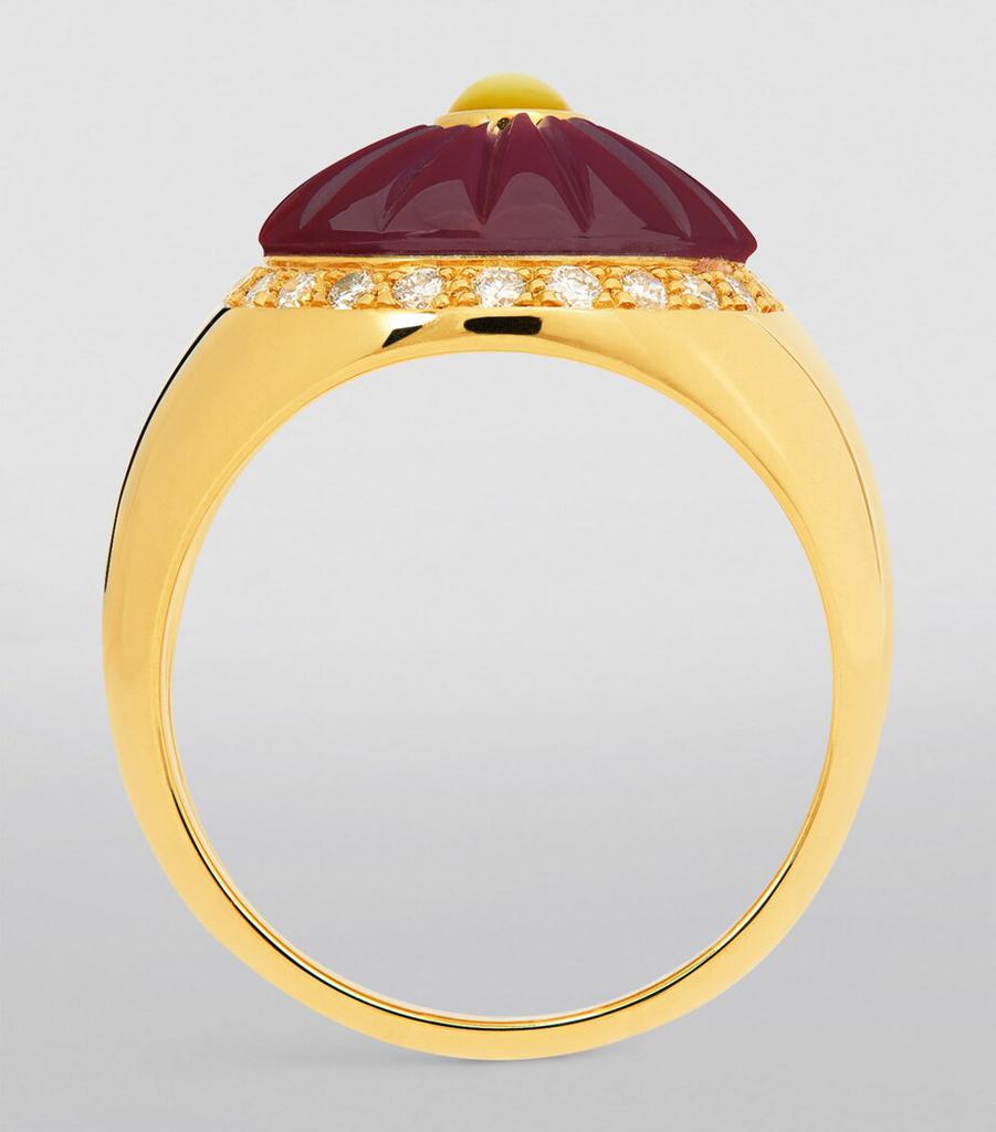 L'ATELIER NAWBAR Yellow Gold, Diamond and Amethyst Bond Street Pinky Ring