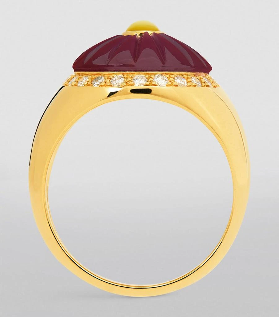 L'ATELIER NAWBAR Yellow Gold, Diamond and Amethyst Bond Street Pinky Ring 2