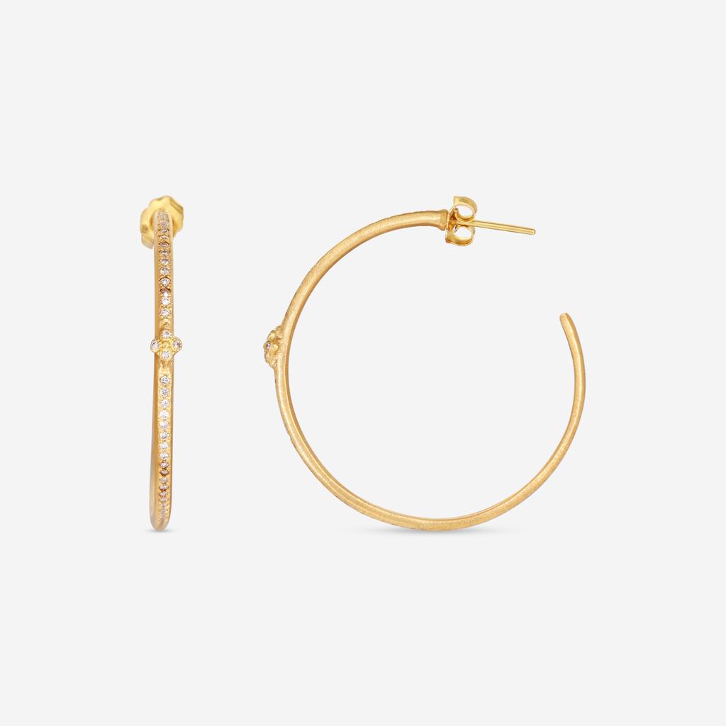 Armenta Armenta Sueno 18K Yellow Gold Crivelli Diamond Hoop Earrings 12448