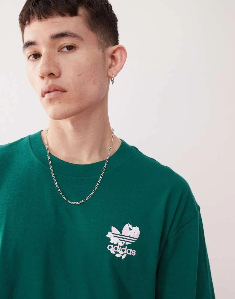 Adidas adidas Originals t-shirt with floral graphic in green 3