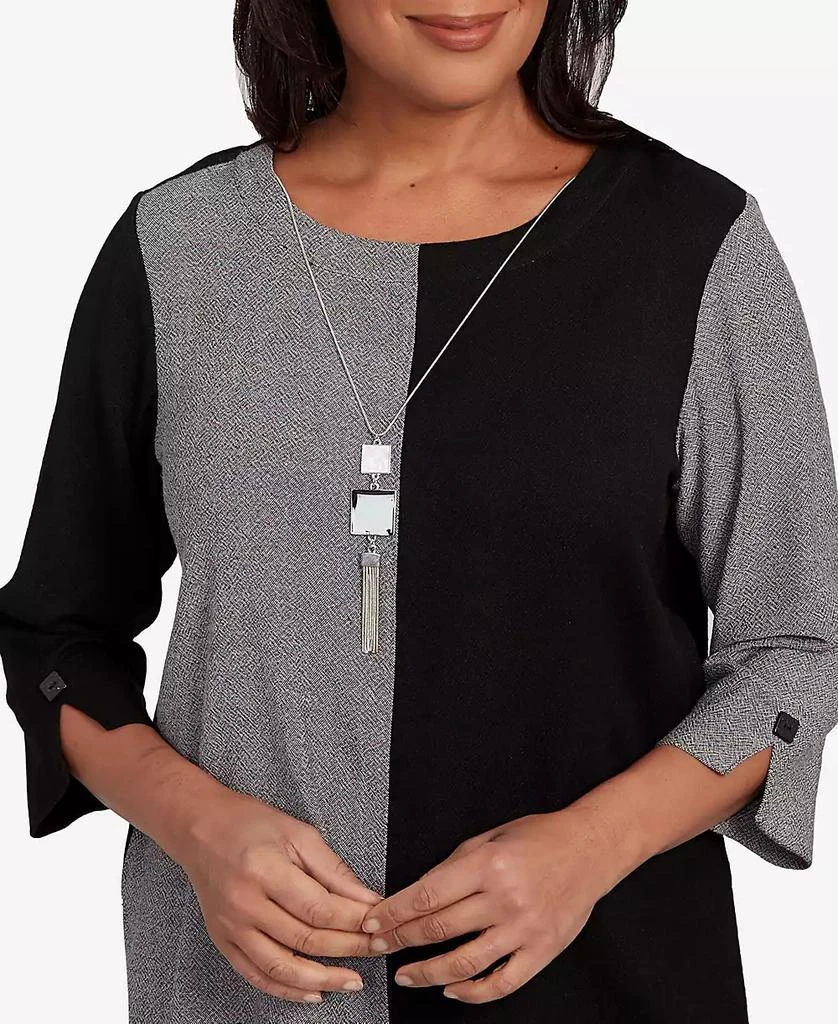 Alfred Dunner Women
s Santa Barbara Center Sliced Top with Necklace 5