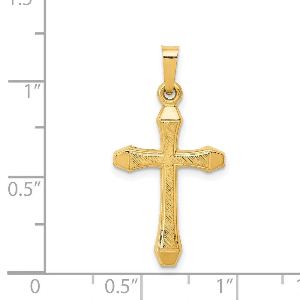 Diamond2Deal 14k Yellow Gold Textured and Polished Latin Cross Pendant 3