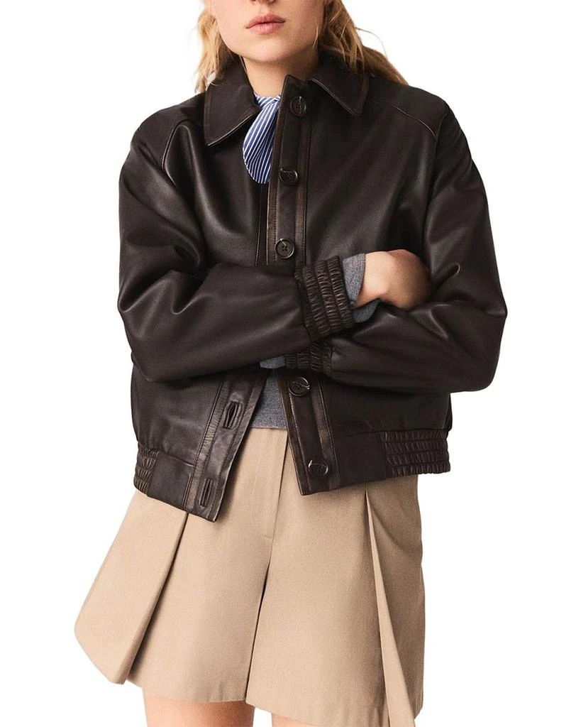 Maje Cropped Leather Jacket 4