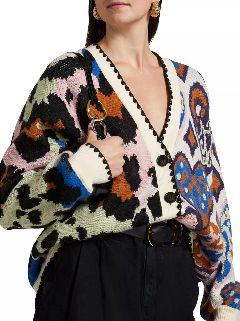 Farm Rio Intarsia-Knit V-Neck Cardigan 6