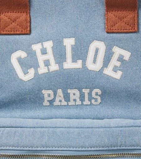 Chloé Logo leather-trimmed denim backpack 4