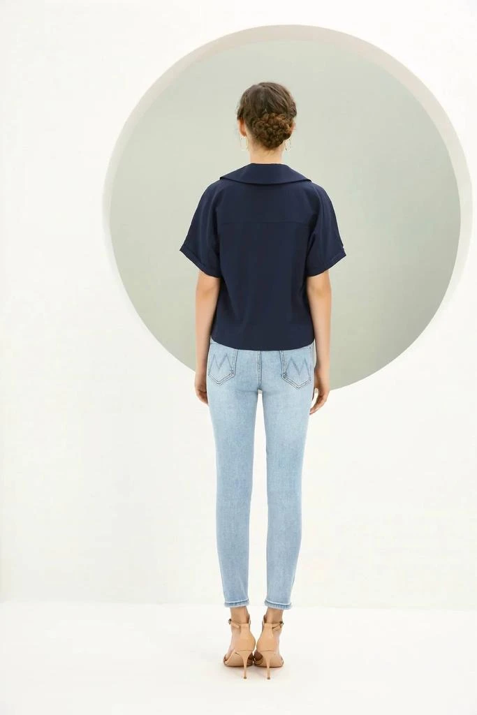 Julie Brown Short Sleeve Blouse In Aruba Blue 1