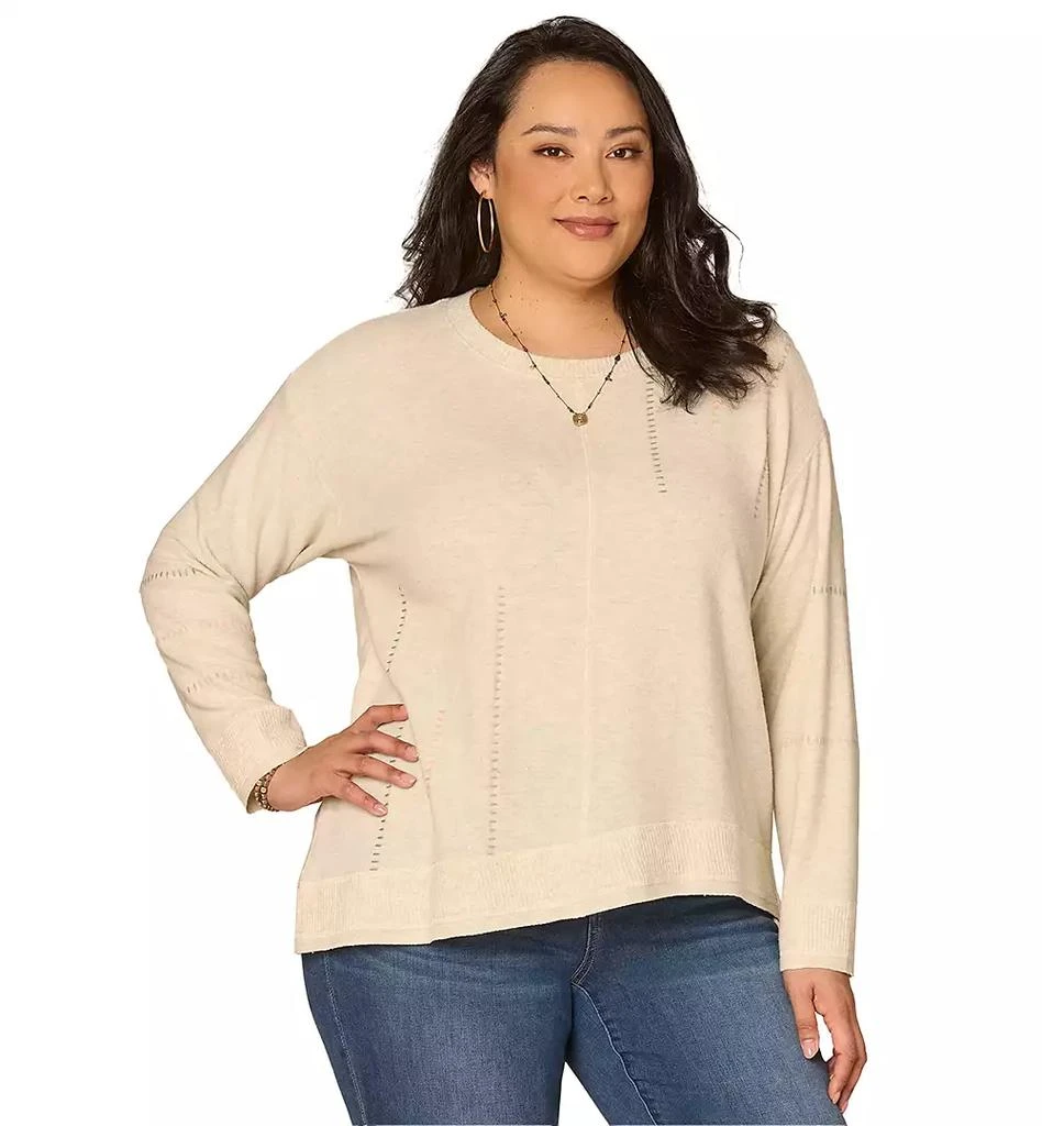 Democracy Plus Size Long-Sleeve Mixed Media Knit Top