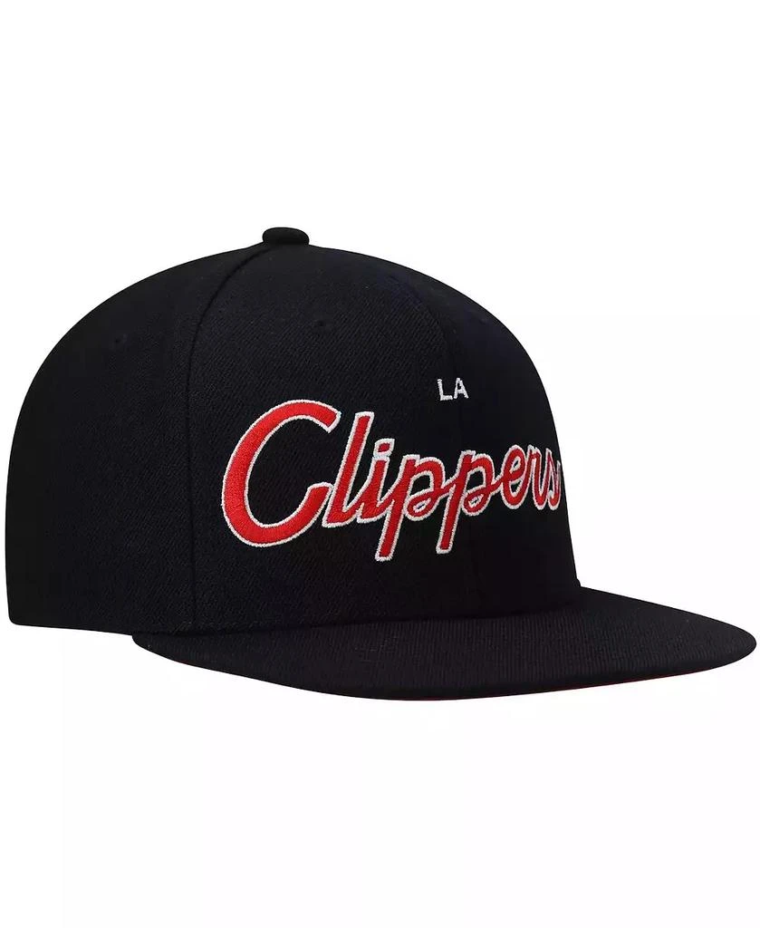 Mitchell & Ness Men's Black LA Clippers Hardwood Classics Script 2.0 Snapback Hat 5