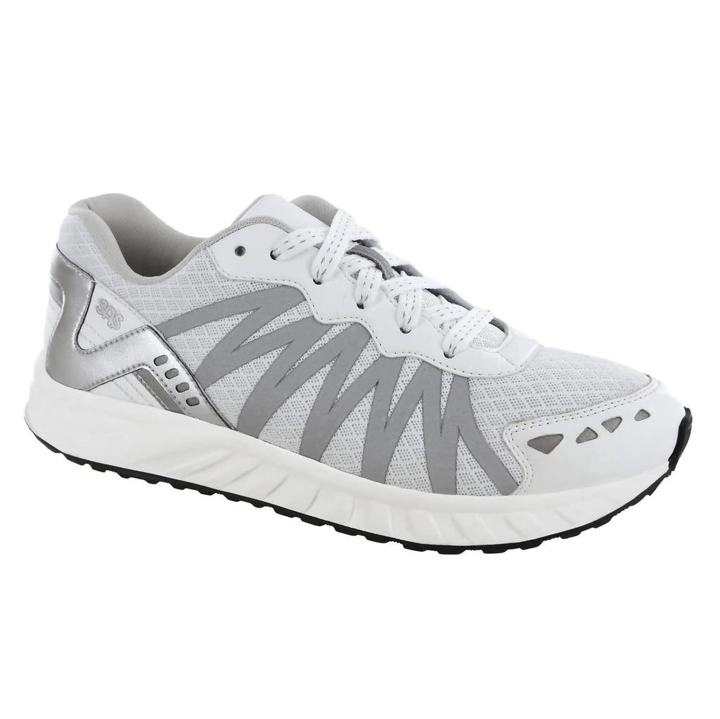SAS Women's Tempo Lace Up Sneaker - Medium Width In White/silver 1