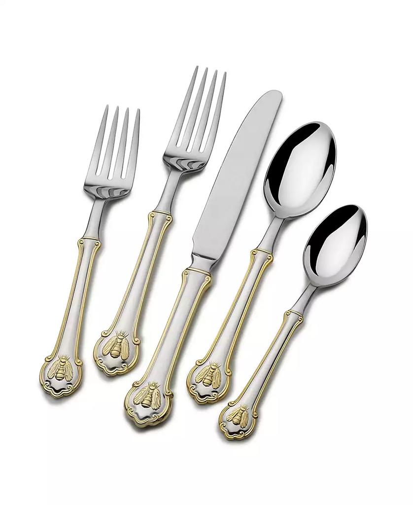 Mikasa Wallace Napoleon Bee Gold Accent 45 Piece Flatware Set, Service for 8