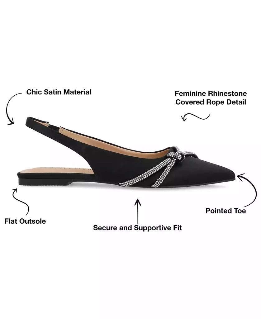Journee Collection Women's Rebbel Rhinestone Knot Slingback Flats 6