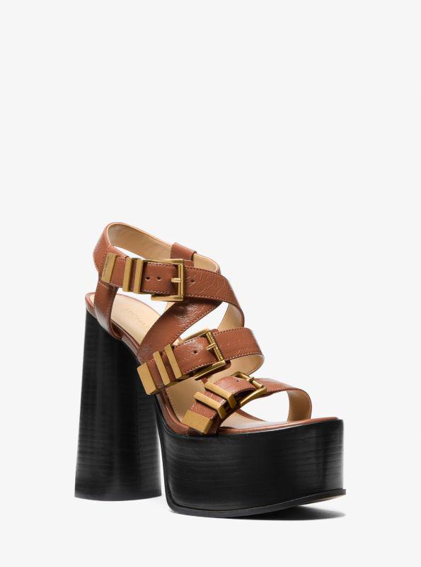 michael_kors Darrington Crackled Leather Platform Sandal
