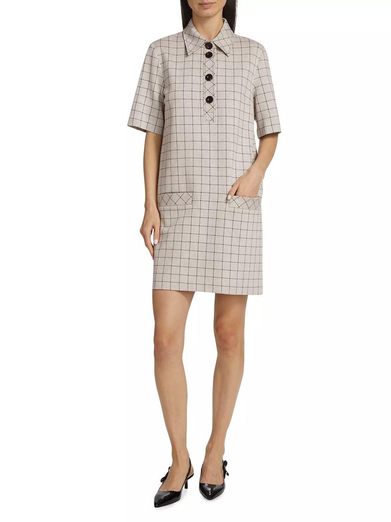 Rosetta Getty Windowpane Plaid Polo Dress