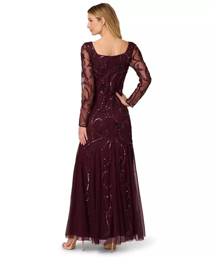 adrianna papell women's beaded long dress Adrianna Papell Women's Beaded Long-Sleeve Gown main image 1