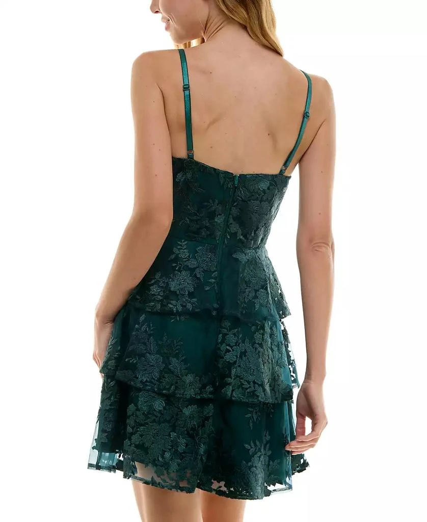 BCX Juniors' Tiered Fit & Flare Flocked Mesh Dress 2