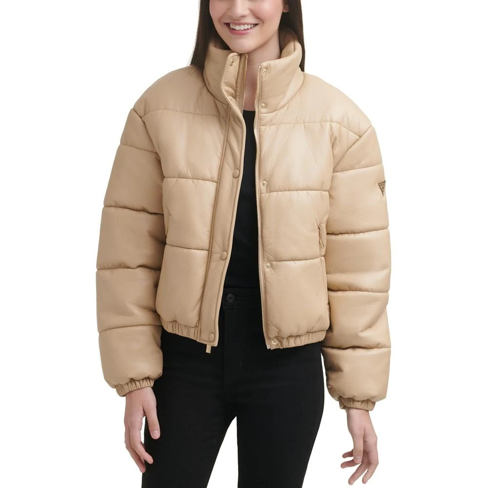 GUESS Women's Faux-Leather Puffer Coat 3