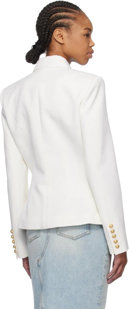 Balmain White Grain De Poudre 6-Button Blazer 3