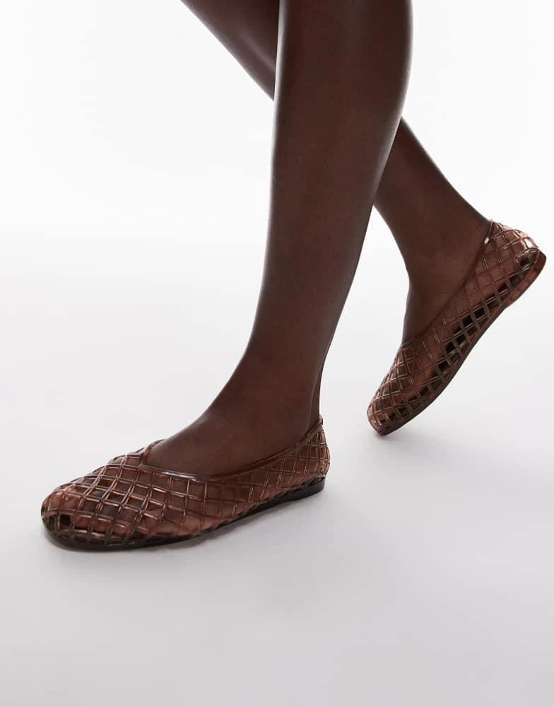 Topshop Topshop Halo caged jelly shoe in chocolate 1