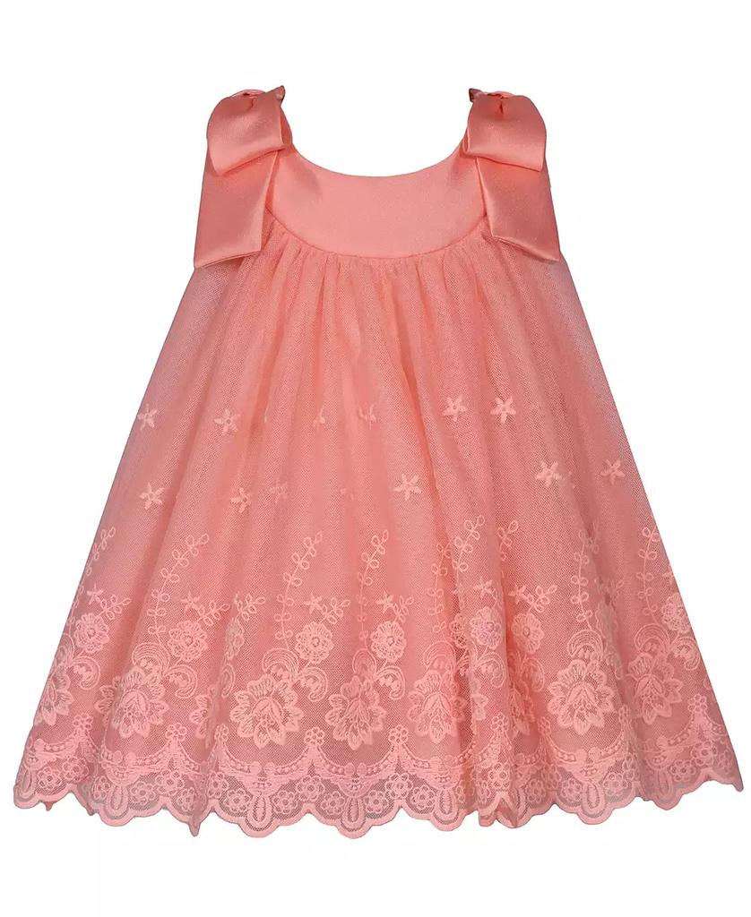 Bonnie Baby Baby Girls Bow Shoulder Embroidered Float Dress