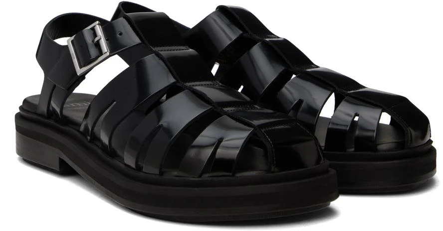 AMI Black Anatomical Toe Fisherman Sandals 4