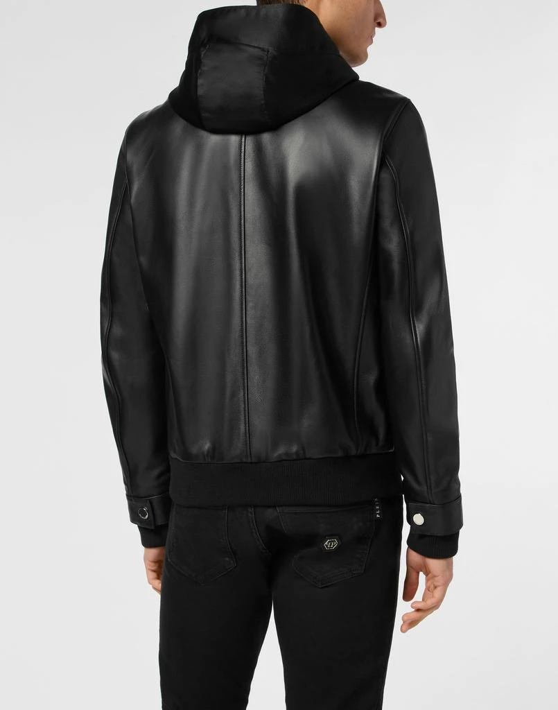 Philipp Plein Nappa Leather Hooded Bomber Jacket 5