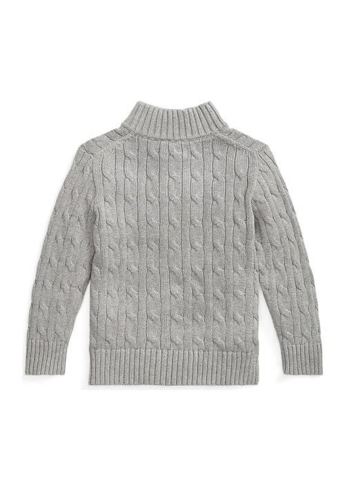 Ralph Lauren Childrenswear Lauren Childrenswear Boys 8 20 Cable Knit Cotton 1 4 Zip Sweater 2