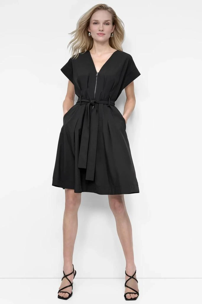DKNY FIT & FLARE ZIP-FRONT DRESS 8