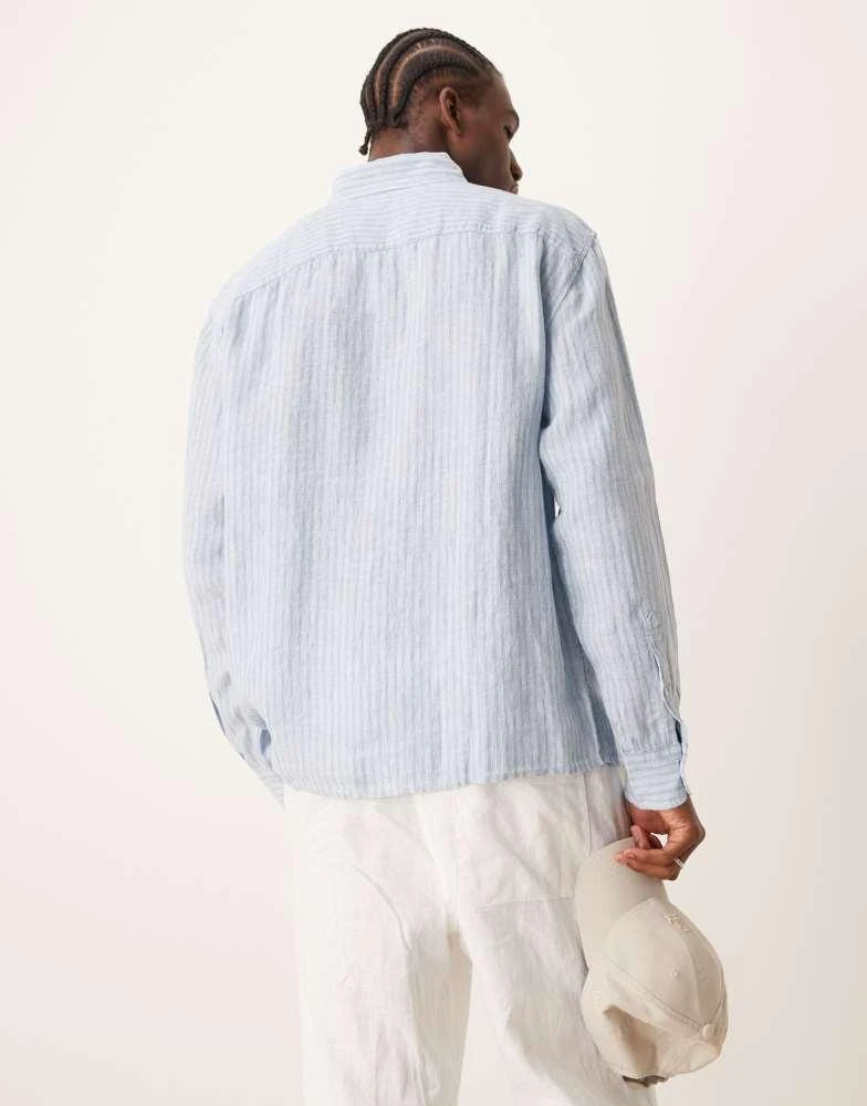 Abercrombie & Fitch Abercrombie & Fitch long sleeve striped linen shirt in blue and white 2