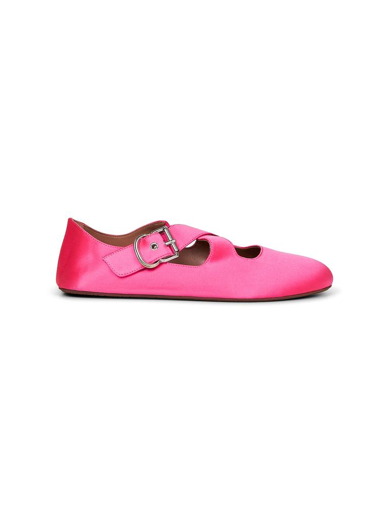 Alaïa ALAÏA | Fuchsia satin Flat criss cross ballet flats | Women | 38