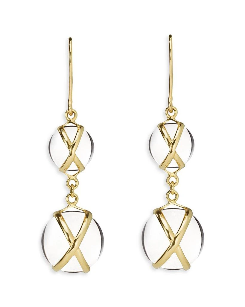 L. Klein 18K Yellow Gold Prisma Crystal Quartz Crossover Double Drop Earrings 1