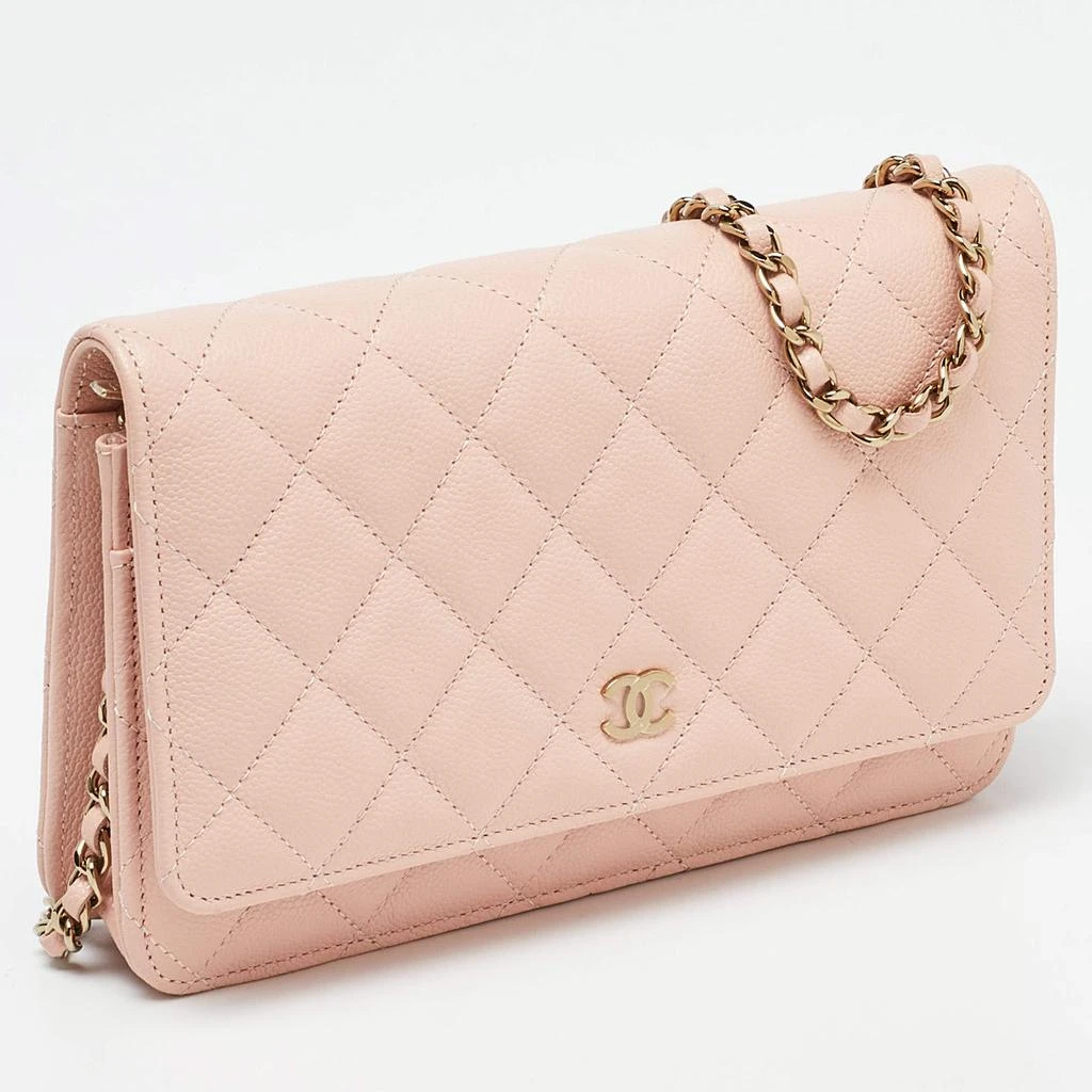 Chanel Chanel Peach Quilted Caviar Leather CC Flap Wallet on Chain 4
