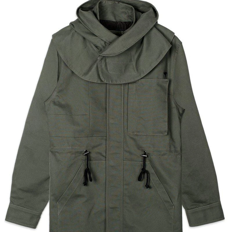 Konus Men's M-65 Jacket With Oversized Hood In Olive 2