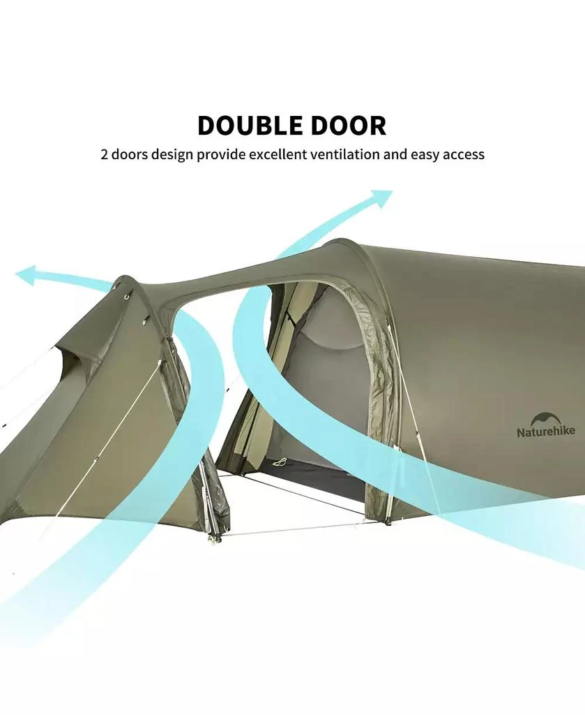 Naturehike Opalus 3 Person Tunnel Tent, Lightweight Backpacking Tent with Vestibule, Double Wall 4 Season Tents for Camping 6