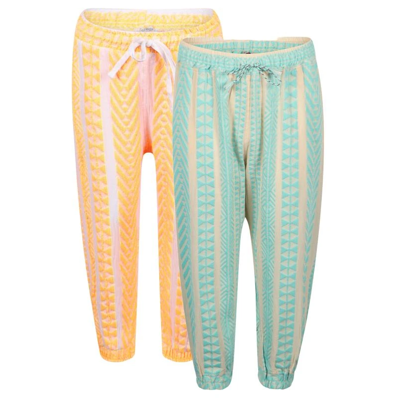 Devotion Geometric print track pants set in neon orange white and turquoise from undefined