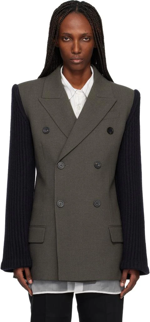 Jean Paul Gaultier Khaki & Navy 'The Bi-Material Suit' Blazer 1