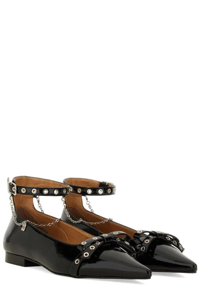 Ganni Ganni Bow-Detailed Ankle Strap Ballet Flats 2