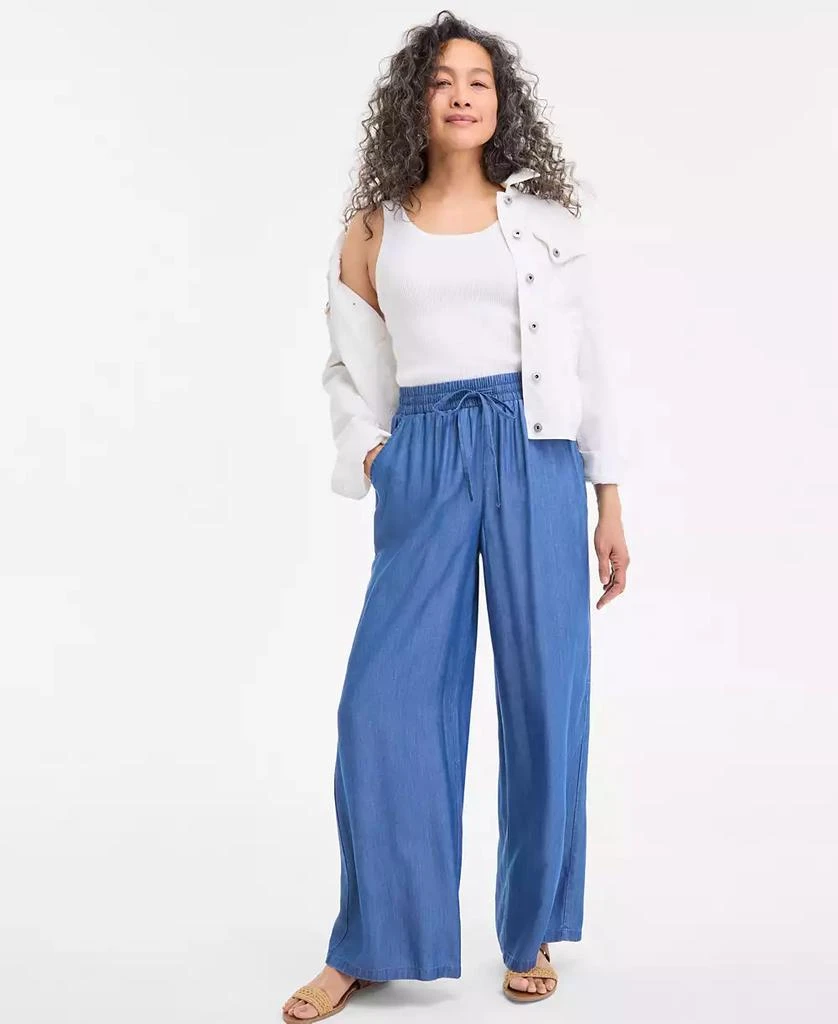 Style & Co Women's Chambray Wide-Leg Pants, Exclusively at Macy's 1